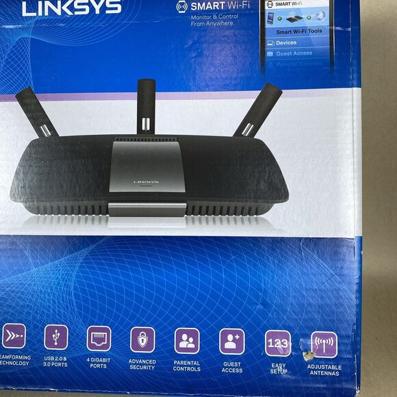 Linksys‎ AC1900 Dual Band Smart Wi-Fi Router Open Box *Missing One Antenna* READ - Picture 4 of 6